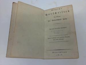 Bild des Verkufers fr Geheime Vorschriften der Vter der Gesellschaft Jesu. Aus einer lateinischen Handschrift zum Verkauf von Celler Versandantiquariat