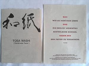 Image du vendeur pour Tosa Washi (Handmade Paper). Japanisches Bttenpapier und seine Herstellungsverfahren mis en vente par Celler Versandantiquariat