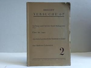 Bild des Verkufers fr Versuche 4-7. Heft 2 der Reihe enthlt die Seiten 45 bis Seite 148 zum Verkauf von Celler Versandantiquariat