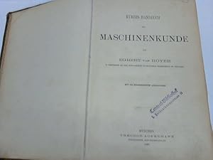 Bild des Verkufers fr Kurzes Handbuch der Maschinenkunde zum Verkauf von Celler Versandantiquariat