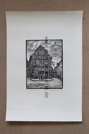 Image du vendeur pour Dorsten, am Drubbel - Schner Original-Holzschnitt, unten links mit Signet mis en vente par Celler Versandantiquariat