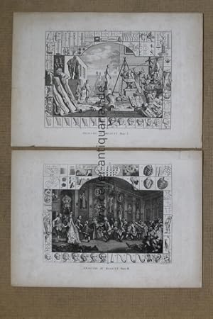 Image du vendeur pour 2 originale Kupferstiche: Analisis of Beauty Plate I und Plate II mis en vente par Celler Versandantiquariat