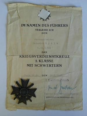 Mit Urkunde für den Stabsgefreiten Heinrich Hohls, 7./A. R. 869 vom 30. 1. 1945; vom Oberst und B...