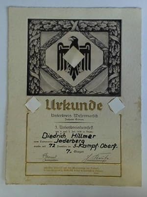 Urkunde Unterkreis Wesermarsch, Fachamt Turnen - 3. Unterkreisturnfest am 4. und 5. Juli 1936 im ...
