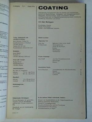 Bild des Verk�ufers f�r Internationale Fachzeitschrift �ber die Chemie und Verarbeitungstechnik von Beschichtungs-, Impr�gnier- und Versiegelungsmassen, Klebstoffen, Wachsprodukten, Kitten, Druckfarben, Schleif- und Poliermitteln usw. zur Oberfl�chenbehandlung zwecks Verklebung, Veredelung, Dekoration und Schutz - 9. Jahrgang 1976, Nr. 1 bis 12 zum Verkauf von Celler Versandantiquariat