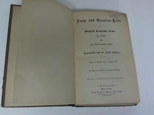 Bild des Verkufers fr Der Kniglich Preuischen Armee fr 1889. Mit Anciennetts-Listen der Generalitt und der Stabs-Offiziere zum Verkauf von Celler Versandantiquariat