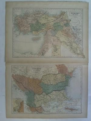 Image du vendeur pour Turkey, In Asia / In Europe - 2 handcolorierte Stahlstiche mis en vente par Celler Versandantiquariat