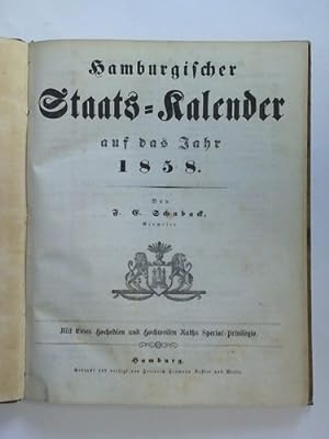 Bild des Verkufers fr Hamburgischer Staats-Kalender auf das Jahr 1858 zum Verkauf von Celler Versandantiquariat