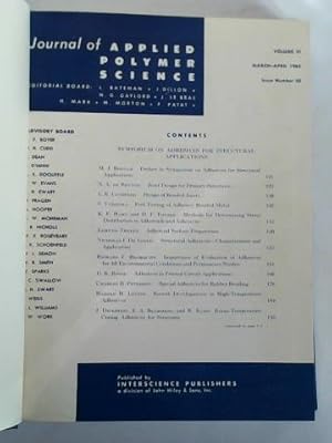 Bild des Verkufers fr Journal of Applied Polymer Science - Volume VI/1962, Issue Number 20 - 24, (March - December) zusammen in einem Band zum Verkauf von Celler Versandantiquariat