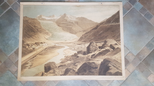 Rhone-Gletscher in der Furka-Strasse. Schulwandbild