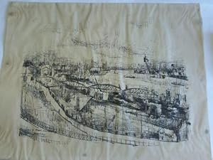 Ladehafen in Hamburg. Lithographie um 1941