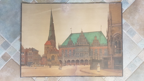 Das Rathaus zu Bremen/ Bremen Townhall/ La maison de la ville à Breme. Schulwandbild