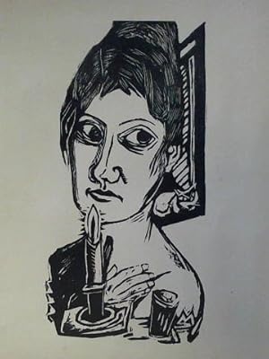 Bild des Verkufers fr Frau mit Kerze - Holzschnitt auf Papier zum Verkauf von Celler Versandantiquariat