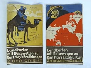 Landkarten mit Reisewegen zu Karl Mays Erzählungen, Nr. 2. Der Orient / Nr. 3. Beiderseits vom Äq...