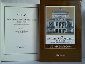 Bild des Verkufers fr Atlas - Deutsche Profanbauten I: 1852 - 1952. Rathuser, Theater und Geschftsbauten / Deutsche Profanbauten II: 1866 - 1905. Museen, Schulen und Universitten. Zusammen 2 Bnde zum Verkauf von Celler Versandantiquariat