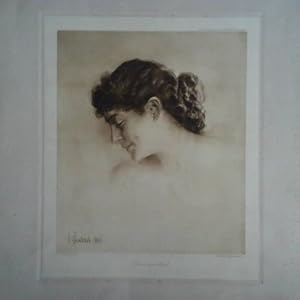 Seller image for Damenportrait I - Heliogravur von Hanfstaengl nach F. v. Lenbach (1896) for sale by Celler Versandantiquariat