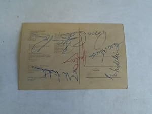 Autogrammkarte, rückseitig von den Bandmitgliedern original signiert