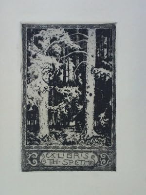 Seller image for Waldansicht. Exlibris von Th. Speth - Original-Radierung for sale by Celler Versandantiquariat