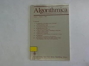 Bild des Verkufers fr Algorithmica. An international Journal in Computer Science. Volume 1 Number 1 1986 zum Verkauf von Celler Versandantiquariat