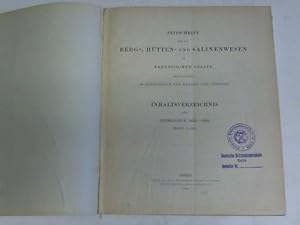 Image du vendeur pour Inhaltsverzeichnis der Jahrgnge 1853 - 1902 (Band 1-50) mis en vente par Celler Versandantiquariat