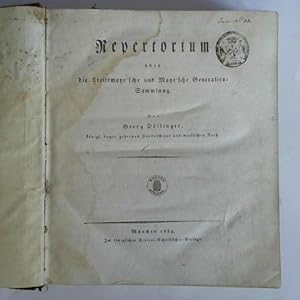 Bild des Verkufers fr Repertorium ber die Kreittmayr'sche und Mayr'sche Generalien-Sammlung zum Verkauf von Celler Versandantiquariat