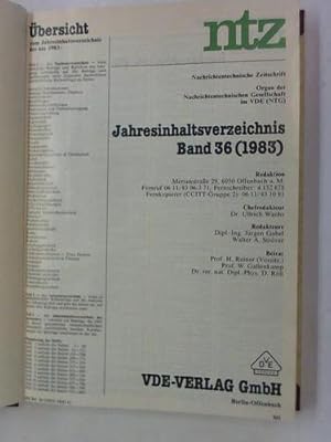 Nachrichtentechnische Zeitschrift. Organ der Nachrichtentechnischen Gesellschaft. Band 36, 1983 H...