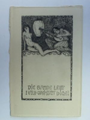 Seller image for Die Bande lebt und grsset Dich!, mit Frauenakt und Lautenspieler - Original-Radierung for sale by Celler Versandantiquariat