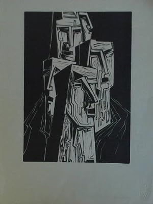 Bild des Verkufers fr Maskensteine - Linolschnitt zum Verkauf von Celler Versandantiquariat