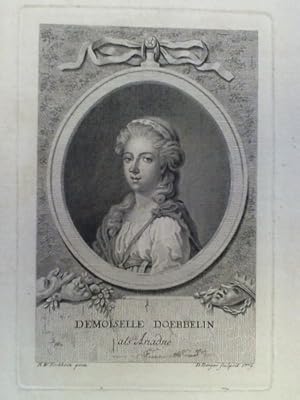 Demoiselle Doebbelin als Ariadne - Brustporträt im Stahlstich, nach H. W. Tischbein