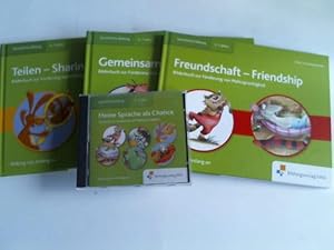 Bild des Verkufers fr Bilderbuch zur Frderung von Mehrsprachigkeit: Freundschaft - Friendship / Gemeinsam - Together / Teilen - Sharing. 3 Bnde und 1 Audio-CD zum Verkauf von Celler Versandantiquariat