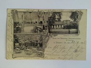 Ansichtskarte: Gruss aus Restaurant Alexandrinenhöhe, W. Benning, b. Schwerin i. M., den 13/9 190...