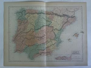 Image du vendeur pour Spain & Portugal - 1 handcolorierter Stahlstich mis en vente par Celler Versandantiquariat