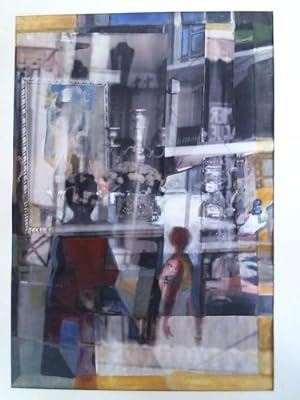 Image du vendeur pour 1 Collage: Schaufensteransicht mit 2 Passanten - Malerei auf Farbdruck von Photographie mis en vente par Celler Versandantiquariat