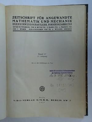 Bild des Verkufers fr Zeitschrift fr angewandte Mathematik und Mechanik - Ingenieurwissenschaftliche Forschungsarbeiten. Band 17, (17. Jahrgang) zum Verkauf von Celler Versandantiquariat