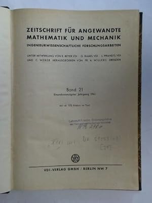 Seller image for Zeitschrift fr angewandte Mathematik und Mechanik - Ingenieurwissenschaftliche Forschungsarbeiten. Band 21, 21. Jahrgang 1941 for sale by Celler Versandantiquariat