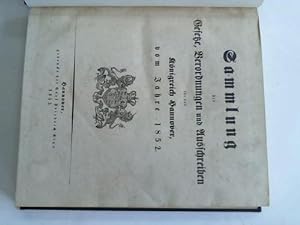 Bild des Verkufers fr Sammlung der Gesetze, Verordnungen und Ausschreiben fr das Knigreich Hannover, vom Jahre 1852 zum Verkauf von Celler Versandantiquariat