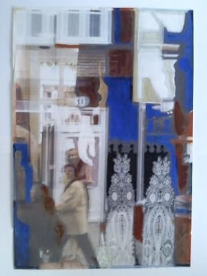 Image du vendeur pour Straenansicht mit 2 Passanten - Malerei auf Farbdruck von Photographie mis en vente par Celler Versandantiquariat