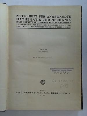 Seller image for Zeitschrift fr angewandte Mathematik und Mechanik - Ingenieurwissenschaftliche Forschungsarbeiten. Band 18, (18. Jahrgang) for sale by Celler Versandantiquariat