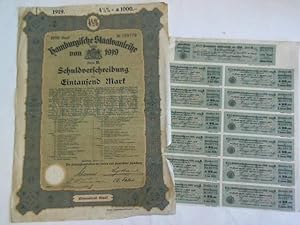 Hamburgische Staatsanleihe von 1919 Serie B. Schuldverschreibung über Eintausend Mark No. 189779