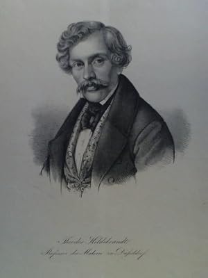 Theodor Hildebrandt, Professor der Malerei zu Düsseldorf - Brustporträt in Lithopraphie, (nach C....