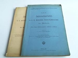 Imagen del vendedor de Jahresbericht des k. k. II. deutschen Staats-Gymnasiums in Brnn fr die Schulajhre 1893-1894 und 1900-1901. 2 Hefte a la venta por Celler Versandantiquariat