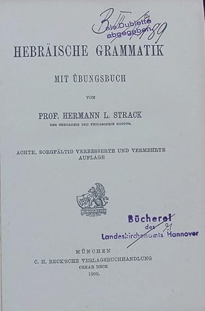 Bild des Verkufers fr Hebrische Grammatik. mit bungsbuch. zum Verkauf von Antiquariat Bookfarm