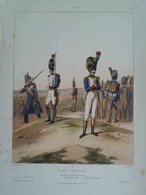 Garde Impériale, Regt. des Chasseurs à pied 1804 - Kolorierte Lithographie von G. David nach Alfr...