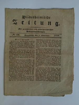 Hildesheimische Zeitung - Mit gerichtlichen und ausergerichtlichen Bekanntmachungen, No. 136, Son...