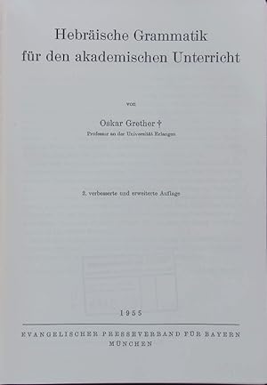 Seller image for Hebrische Grammatik fr den akademischen Unterricht. for sale by Antiquariat Bookfarm