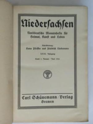 Seller image for Niedersachsen. Norddeutsche Monatshefte fr Heimat und Volkstum XXXI. Jahrgang Band 1: Januar/ Juni 1926 for sale by Celler Versandantiquariat