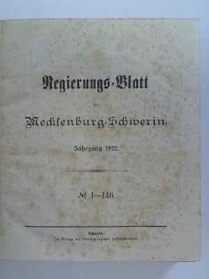 Imagen del vendedor de Jahrgang 1922, No. 1 - 146 a la venta por Celler Versandantiquariat