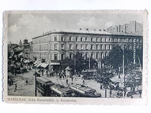 Bild des Verkufers fr Postkarte: Warschau - Ecke Marschallstr. u. Bahnhofstr. zum Verkauf von Celler Versandantiquariat