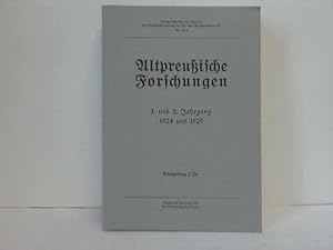 Image du vendeur pour Altpreuische Forschungen. 1. und 2. Jahrgang 1924 und 1925 mis en vente par Celler Versandantiquariat