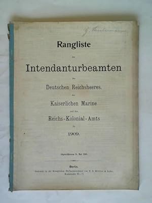 Rangliste der Intendanturbeamten des Deutschen Reichsheeres, der Kaiserlichen Marine und des Reic...